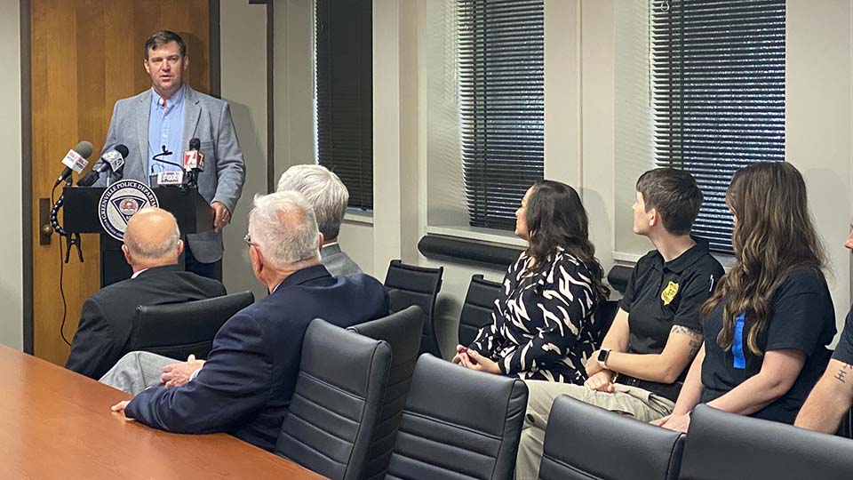 Greenville County Sheriff Hobart Lewis, Greenville Police Chief Howie Thompson, and Upstate Warrior Solution President Charlie Hall signed a memorandum of understanding